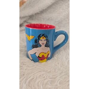 DC Comics Wonder Woman Coffee Mug 2011 Silver Buffalo Blue Red Ceramic Cup